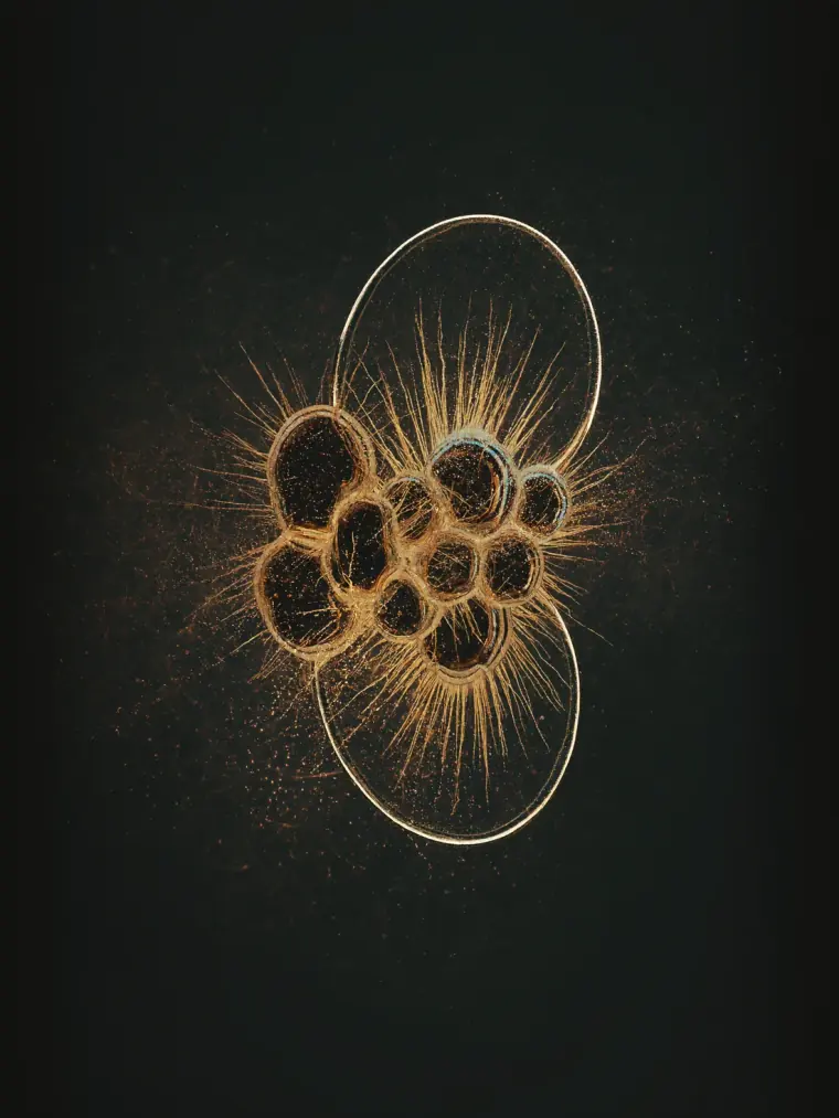A cellular field with antioxidant light neutralizing free-radical sparks