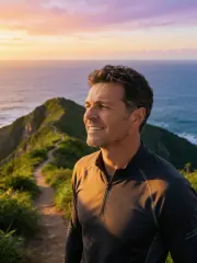 A Trellis member on a coastal cliff at sunrise